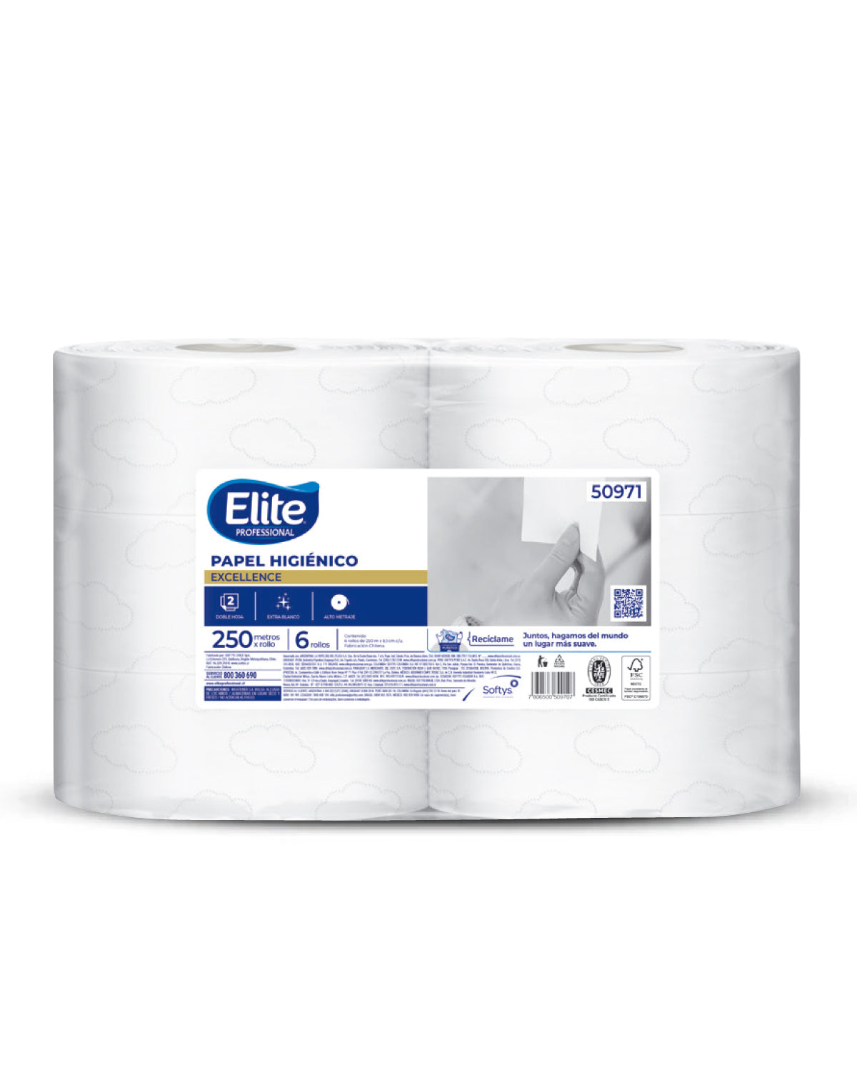 Elite Papel Higiénico Jumbo Doble Hoja 250m 6 rollos - Puntolimpieza